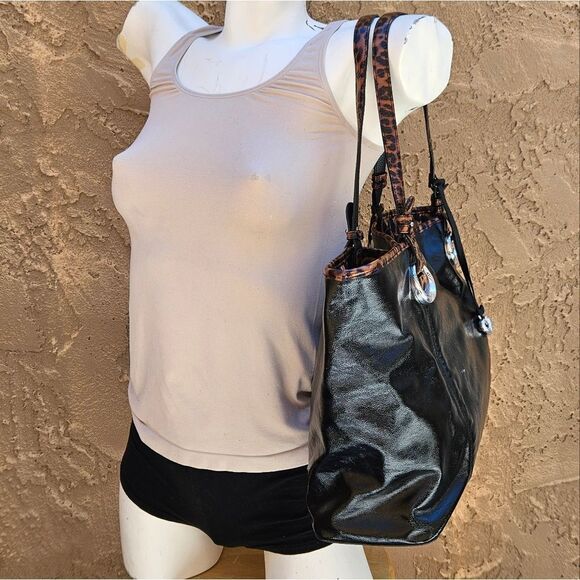 Brighton Patent Leather Leopard Print Tote Bag - Picture 2 of 16